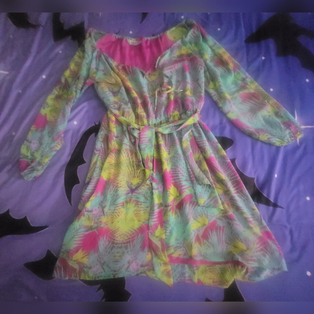 Jennifer Lopez Tropical Multi Color Dress